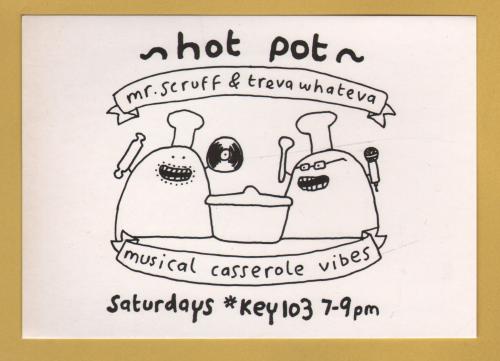 `Mr Scruff & Treva Whateva - HOT POT -Musical Casserole Vibes` - Postally Unused - Boomerang Media Postcard.